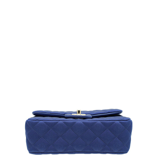 Chanel Blue Satin CC Classic Mini Rectangular Flap Bag