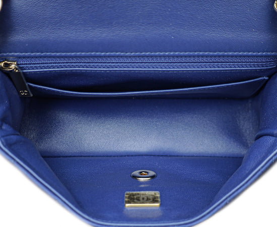 Chanel Blue Satin CC Classic Mini Rectangular Flap Bag