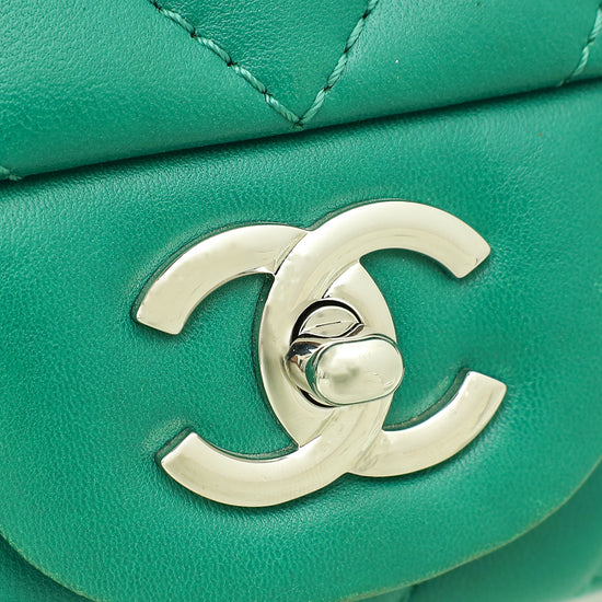 Chanel Green CC Classic Chevron Single Flap Maxi Bag