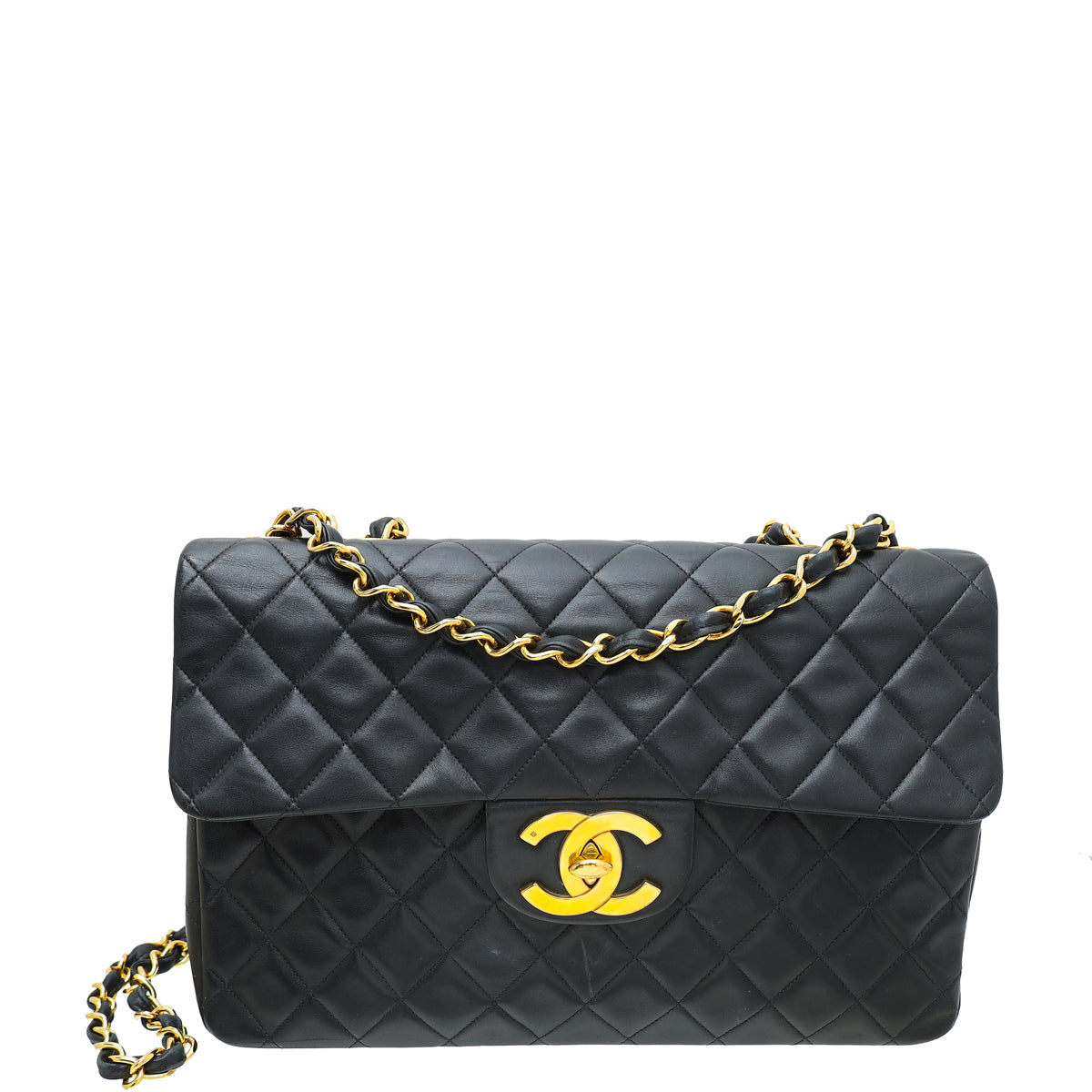 Chanel Black Vintage Classic Single Flap Maxi Bag-Chanel-THE CLOSET