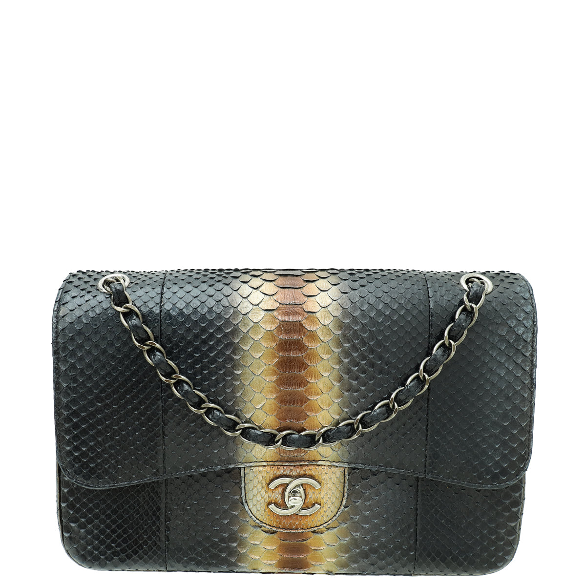 Chanel Bicolor CC Classic Python Double Flap Jumbo Bag-Chanel-THE CLOSET