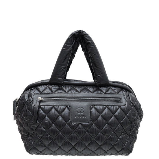 Chanel Black CC Quilted Nylon Coco Cocoon Bowler Bag