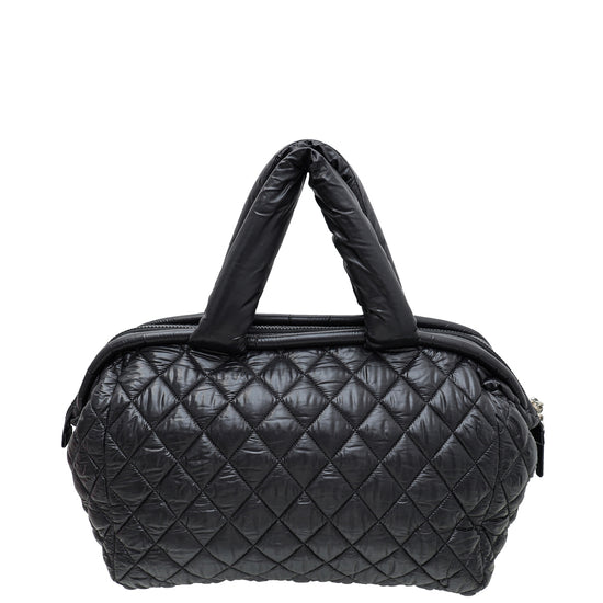 Chanel Blue Black Nylon Reversible Coco Cocoon Tote Bag Handbag