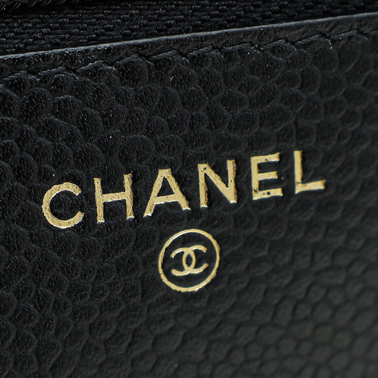 Chanel Black CC Classic Wallet On Chain