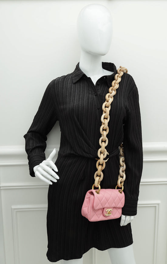 Chanel Pink CC Wood Chain Mini Bag