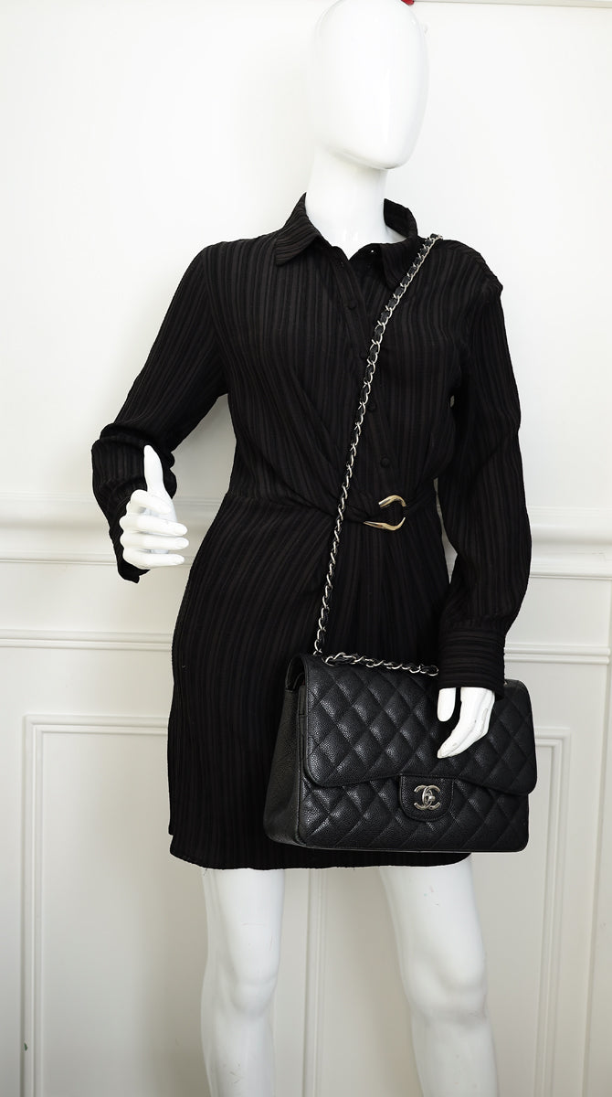 Chanel Black CC Classic Jumbo Double Flap Bag