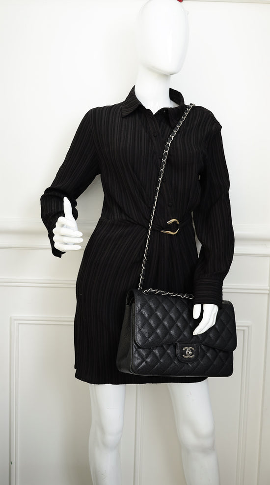 Chanel Black CC Classic Jumbo Double Flap Bag