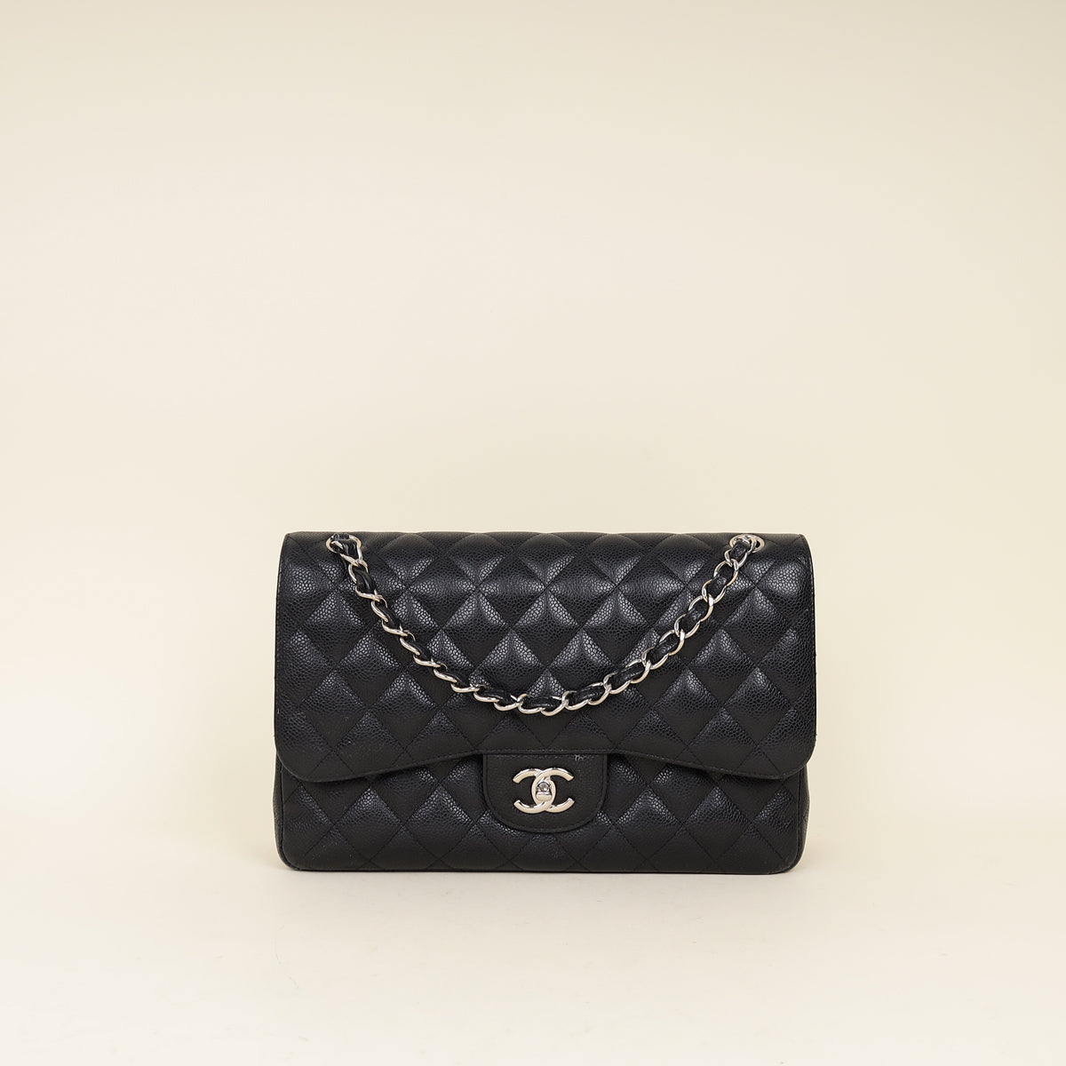Chanel Black CC Classic Jumbo Double Flap Bag
