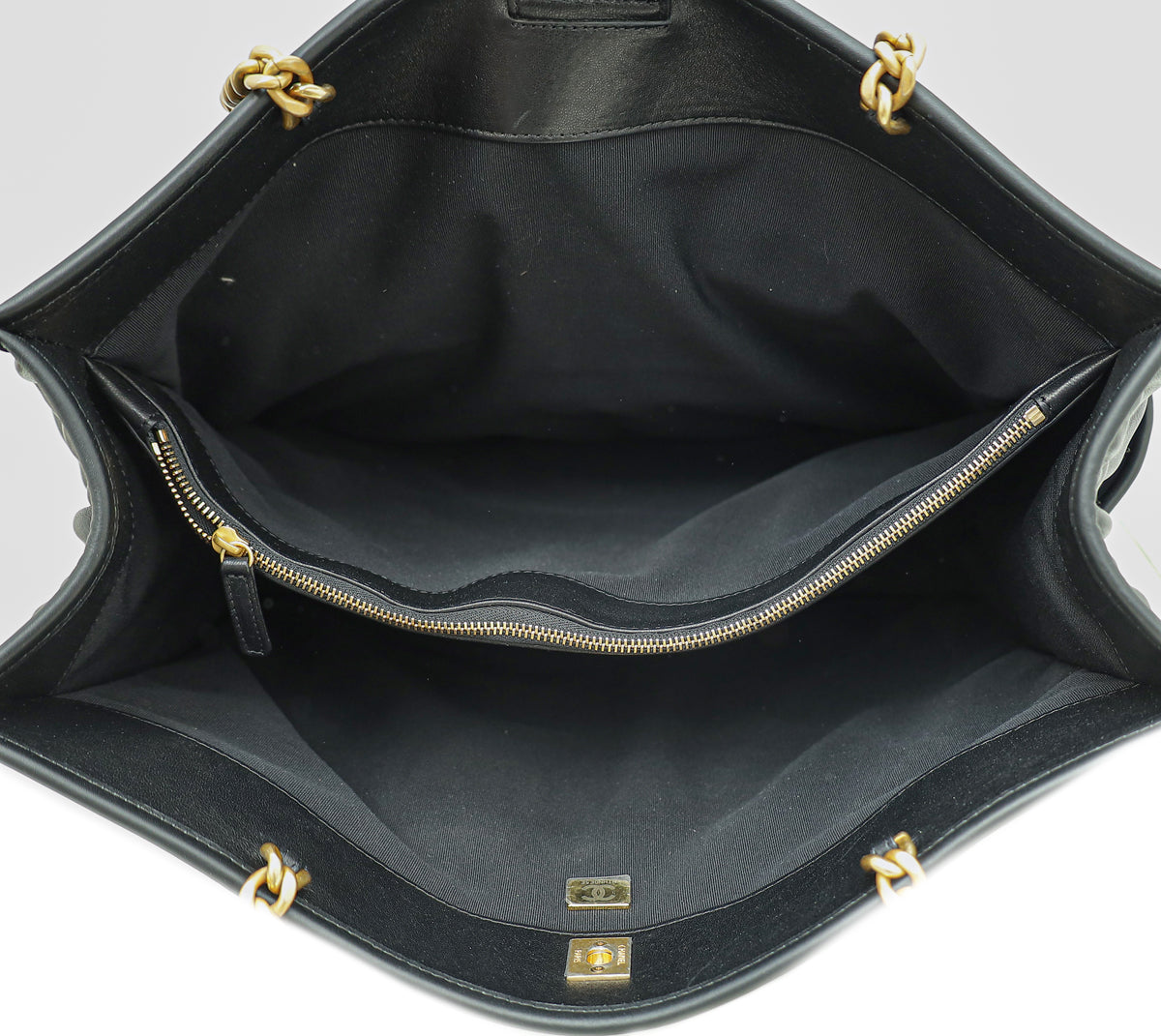 Chanel Black CC Multi Pockets Large Tote Bag