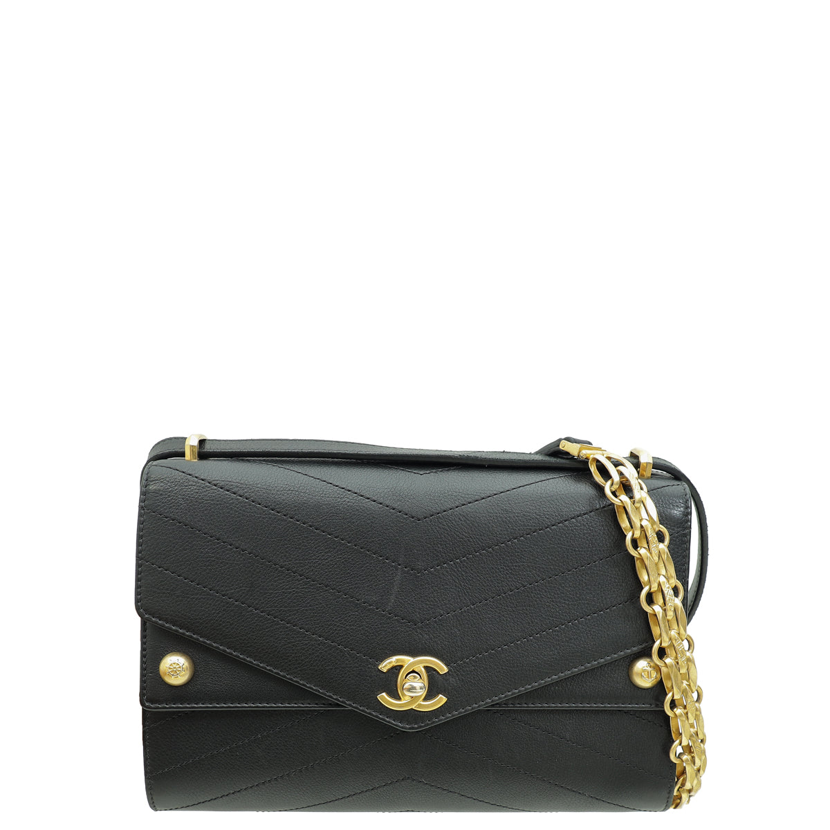 Chanel Black CC Chevron Quilted Casual Trip Flap Bag-Chanel-THE CLOSET