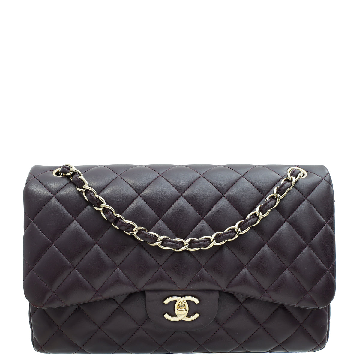 Chanel Dark Blum Classic Double Flap Jumbo Bag