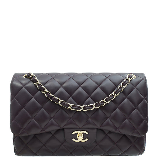 Chanel Dark Blum Classic Double Flap Jumbo Bag