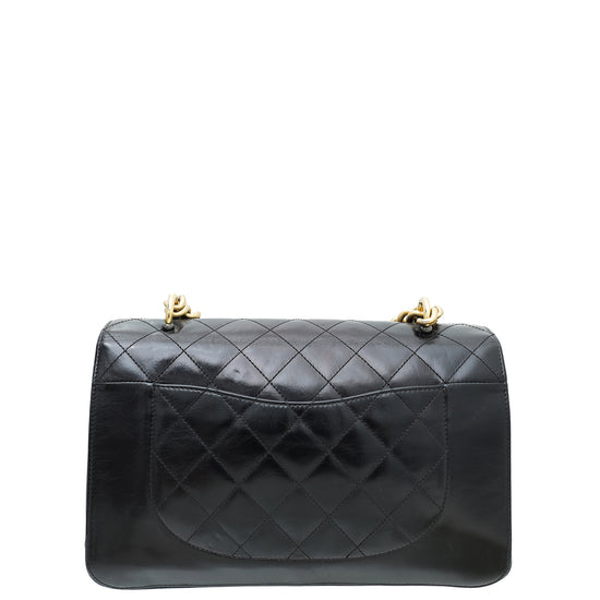 Chanel Black CC Glazed Straight Line Large Bag