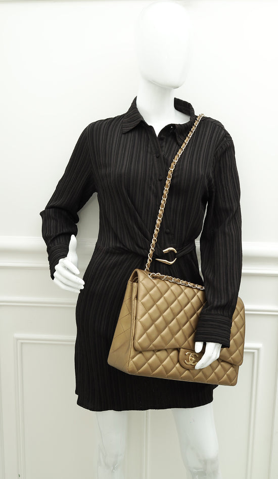 Chanel Bronze CC Classic Double Flap Maxi Bag-Chanel-THE CLOSET
