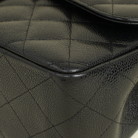 Chanel Black CC Classic Double FLap Jumbo Bag