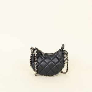 Chanel Black Quilted Chain Around Hobo Bag