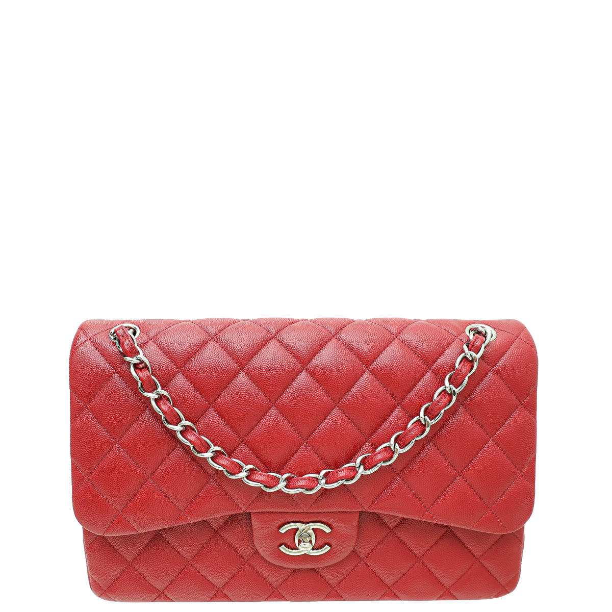 Chanel Dark Red CC Classic Double Flap Jumbo Bag-Chanel-THE CLOSET