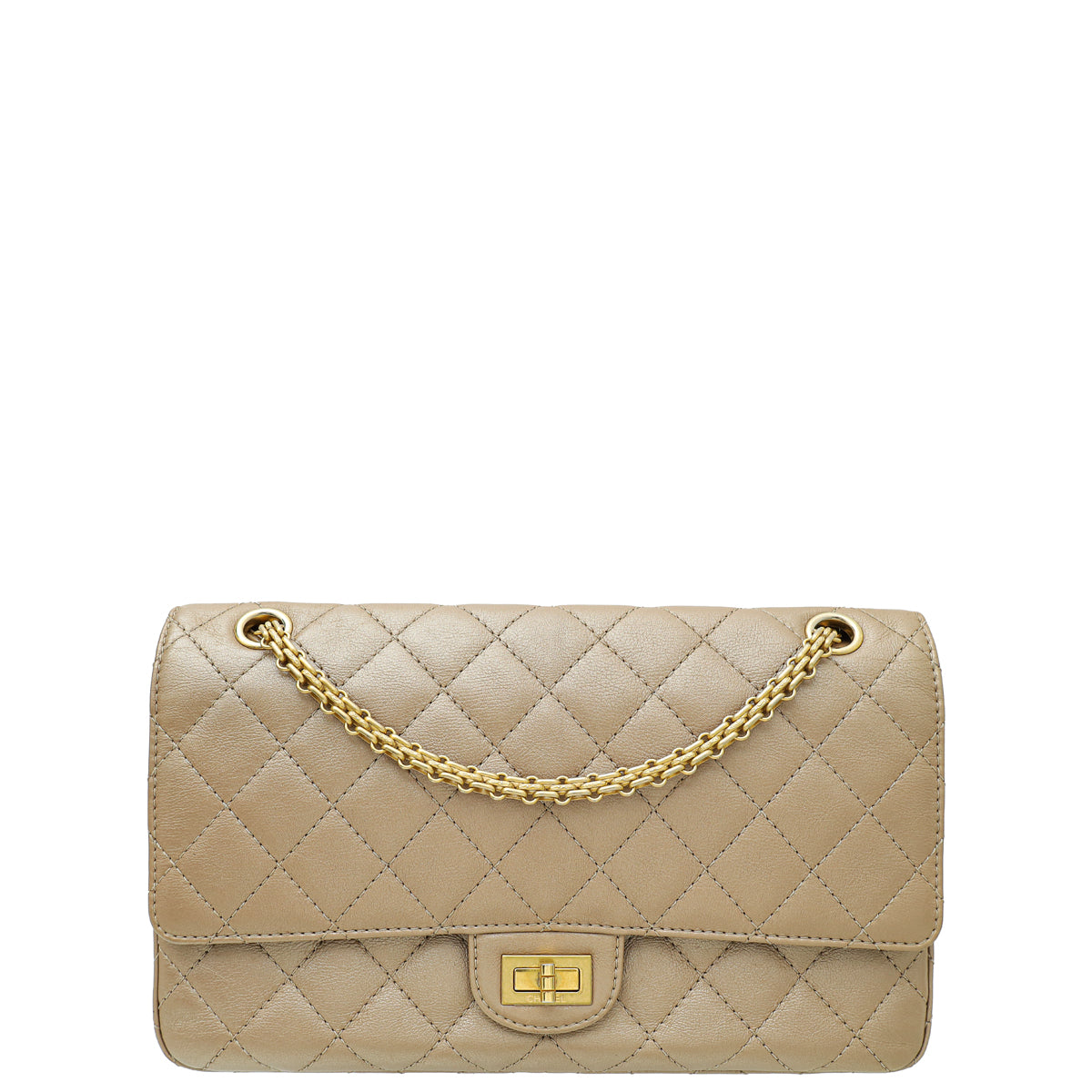Chanel Metallic Brownish Champagne 2.55 Reissue 226 Double Flap Bag