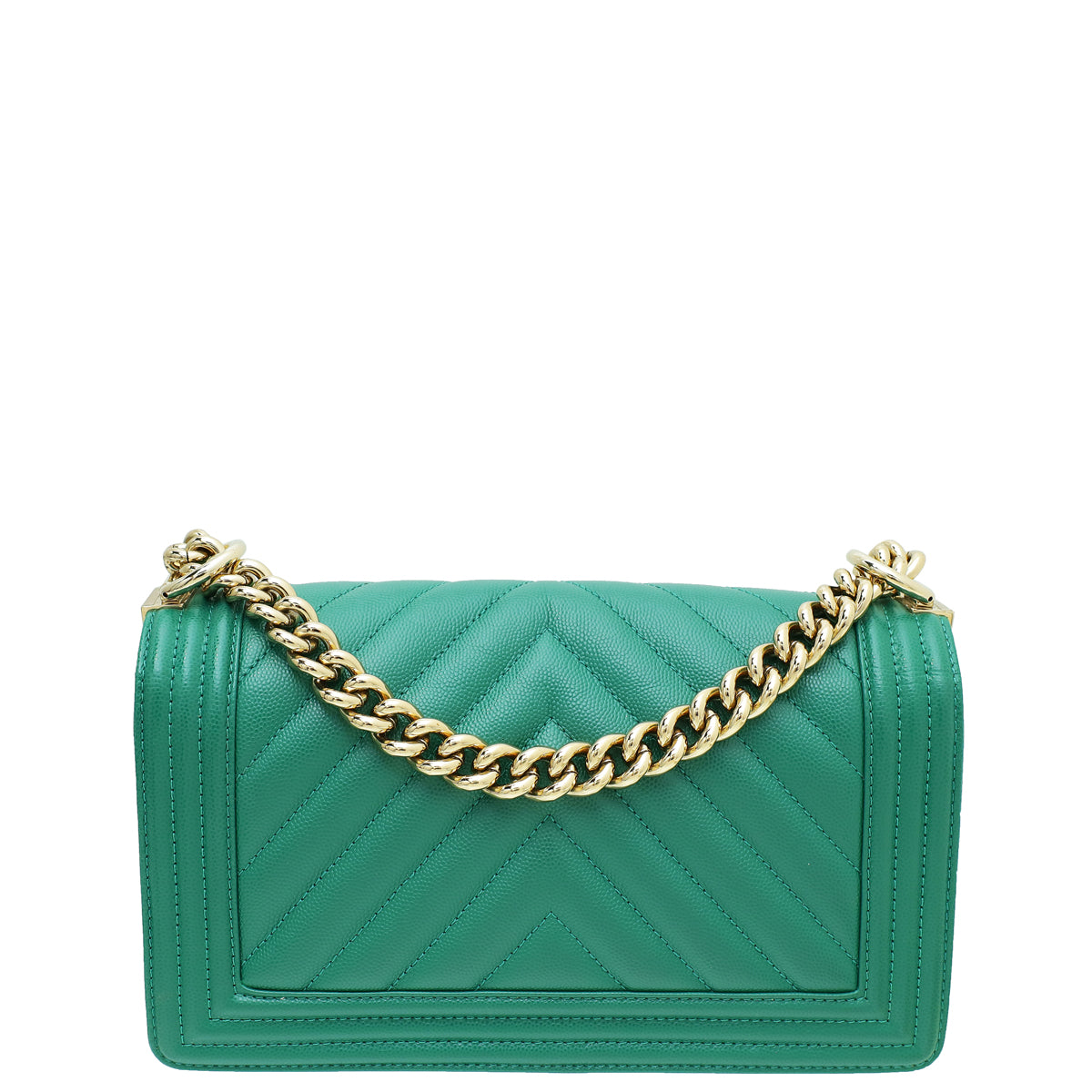 Chanel Green Le Boy Chevron Medium Flap Bag-Chanel-THE CLOSET