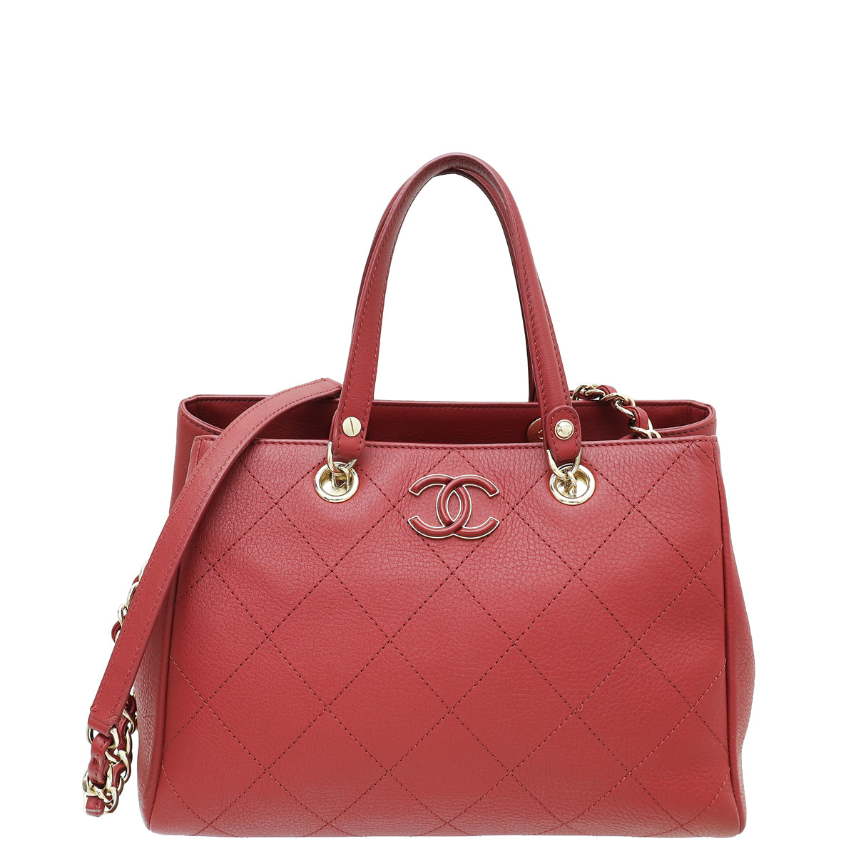Chanel Burgundy CC Bullskin Shopping Tote Bag