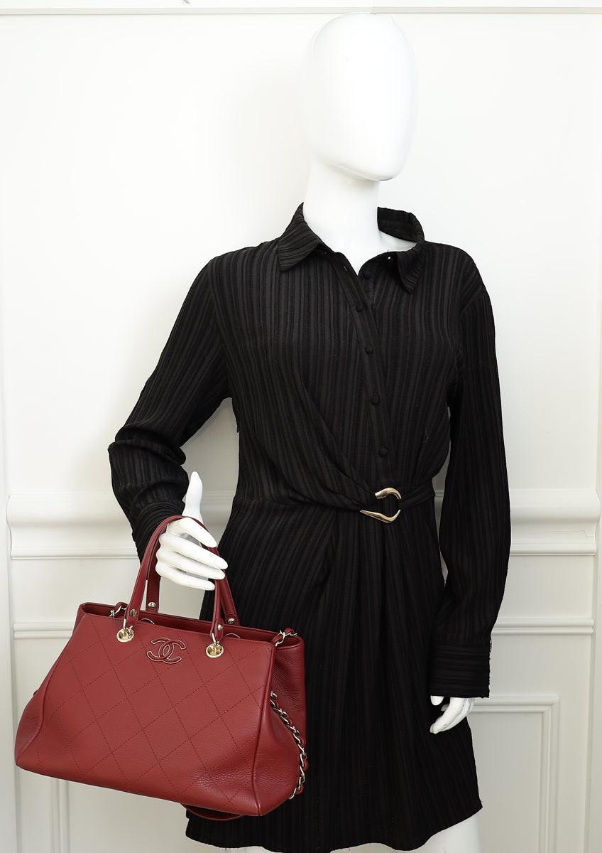 Chanel Burgundy CC Bullskin Shopping Tote Bag