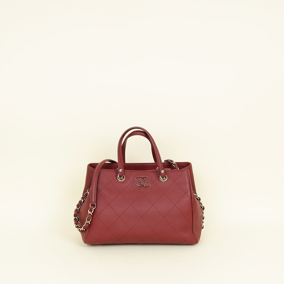 Chanel Burgundy CC Bullskin Shopping Tote Bag