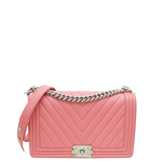 Chanel Pink Le Boy Chevron New Medium Bag