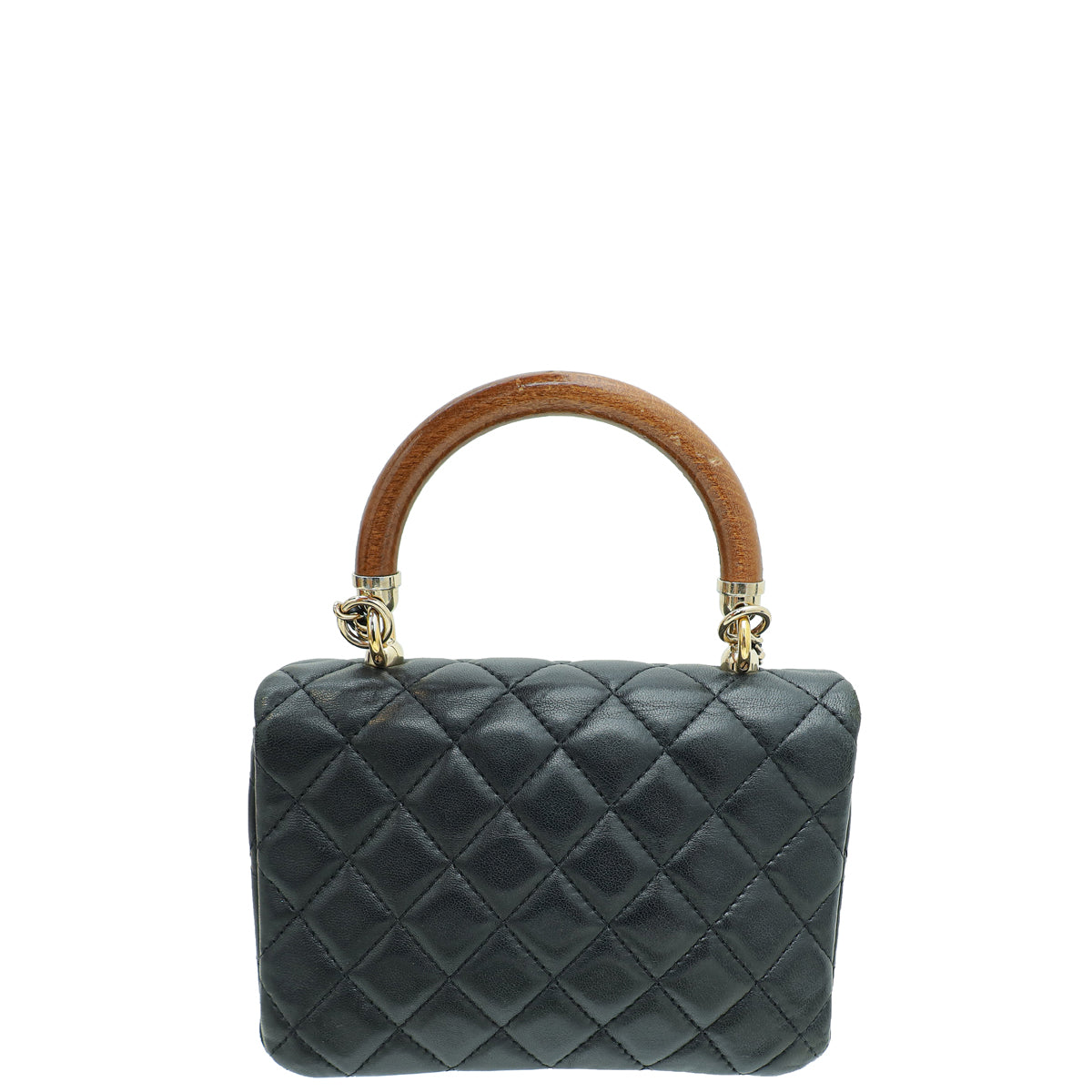 Chanel Black CC Quilted Knock on Wood Coco Handle Bag