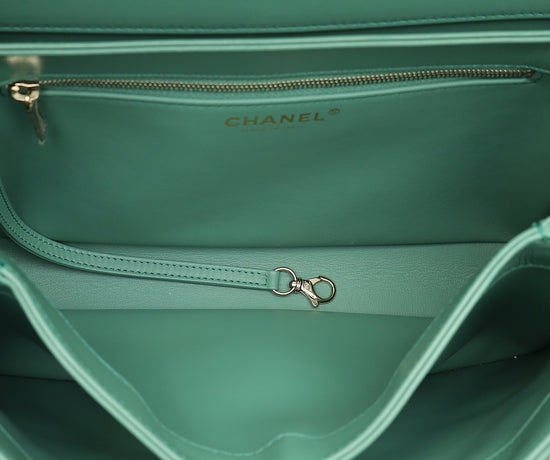 Chanel Green Teal Trendy Flap Bag