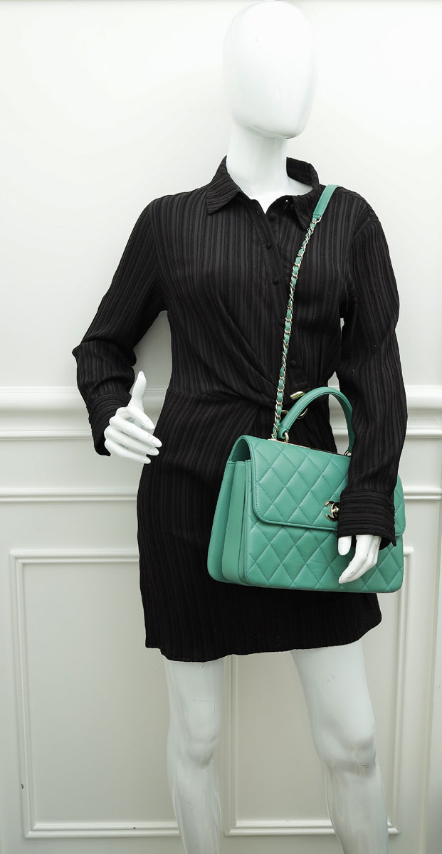 Chanel Green Teal Trendy Flap Bag