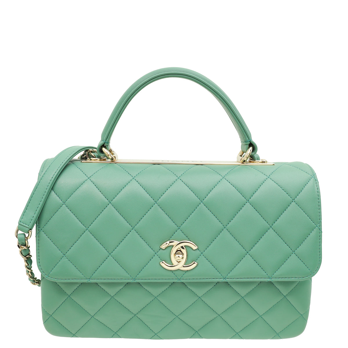 Chanel Green Teal Trendy Flap Bag