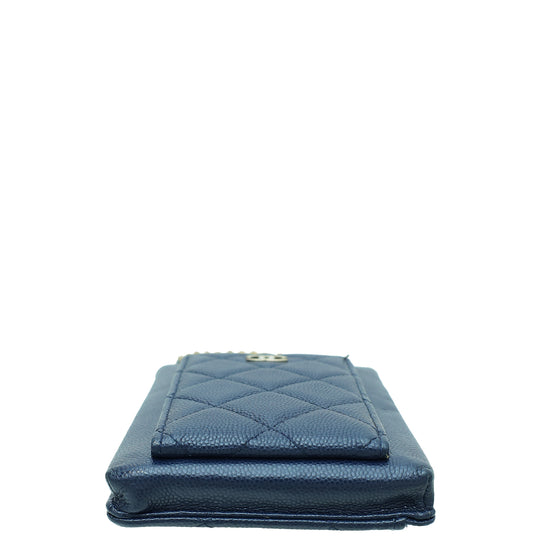 Chanel Navy Blue CC Compact Phone Chain Pouch