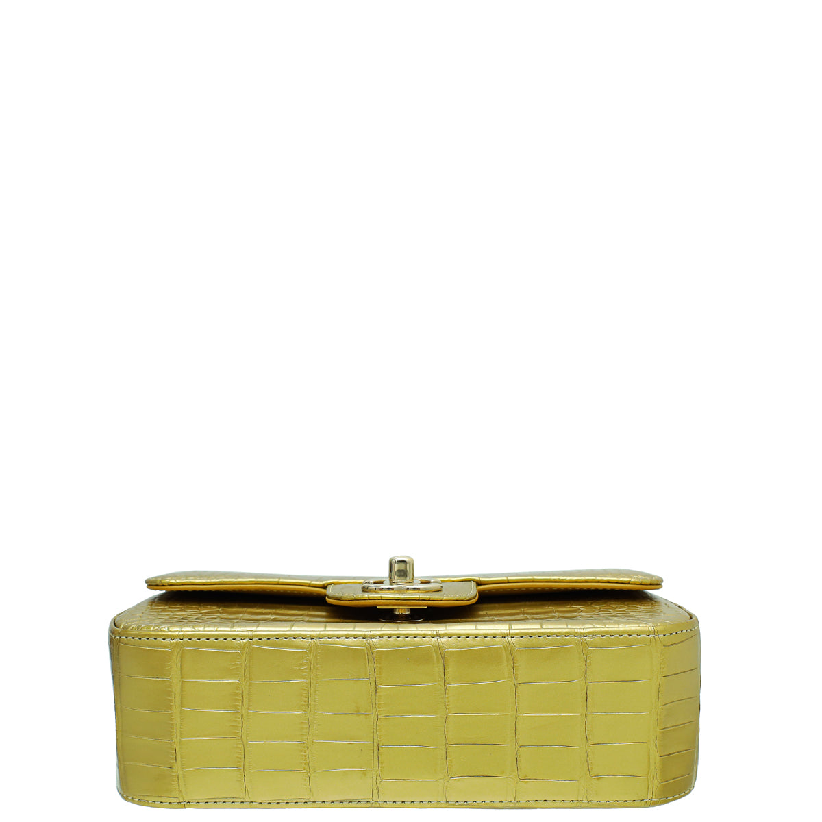Chanel Metallic Gold Alligator Classic Rectangular Mini Single Flap Bag