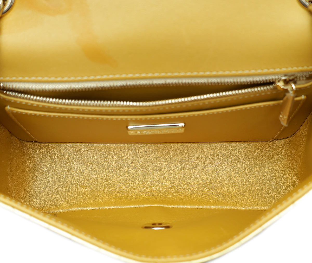 Chanel Metallic Gold Alligator Classic Rectangular Mini Single Flap Bag