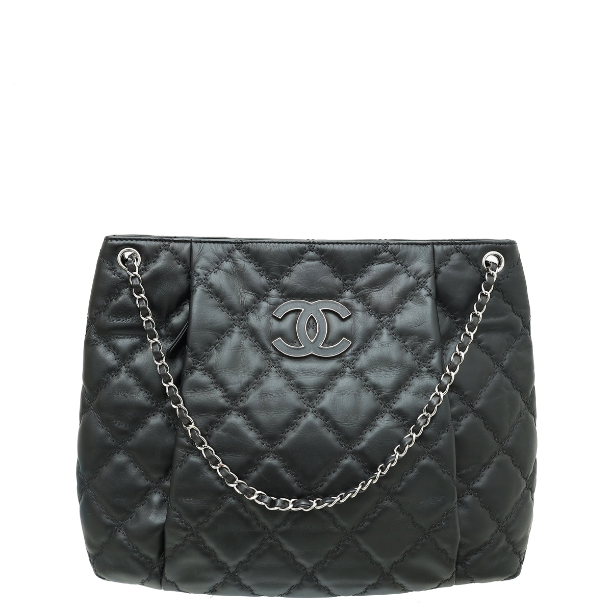 Chanel Black CC Double Stitch Hamptons Large Shopping Tote Bag-Chanel-THE CLOSET