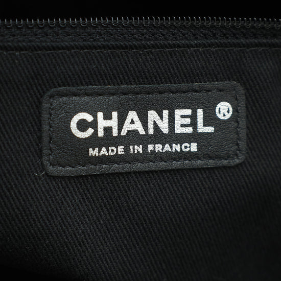Chanel Black CC Double Stitch Hamptons Large Shopping Tote Bag