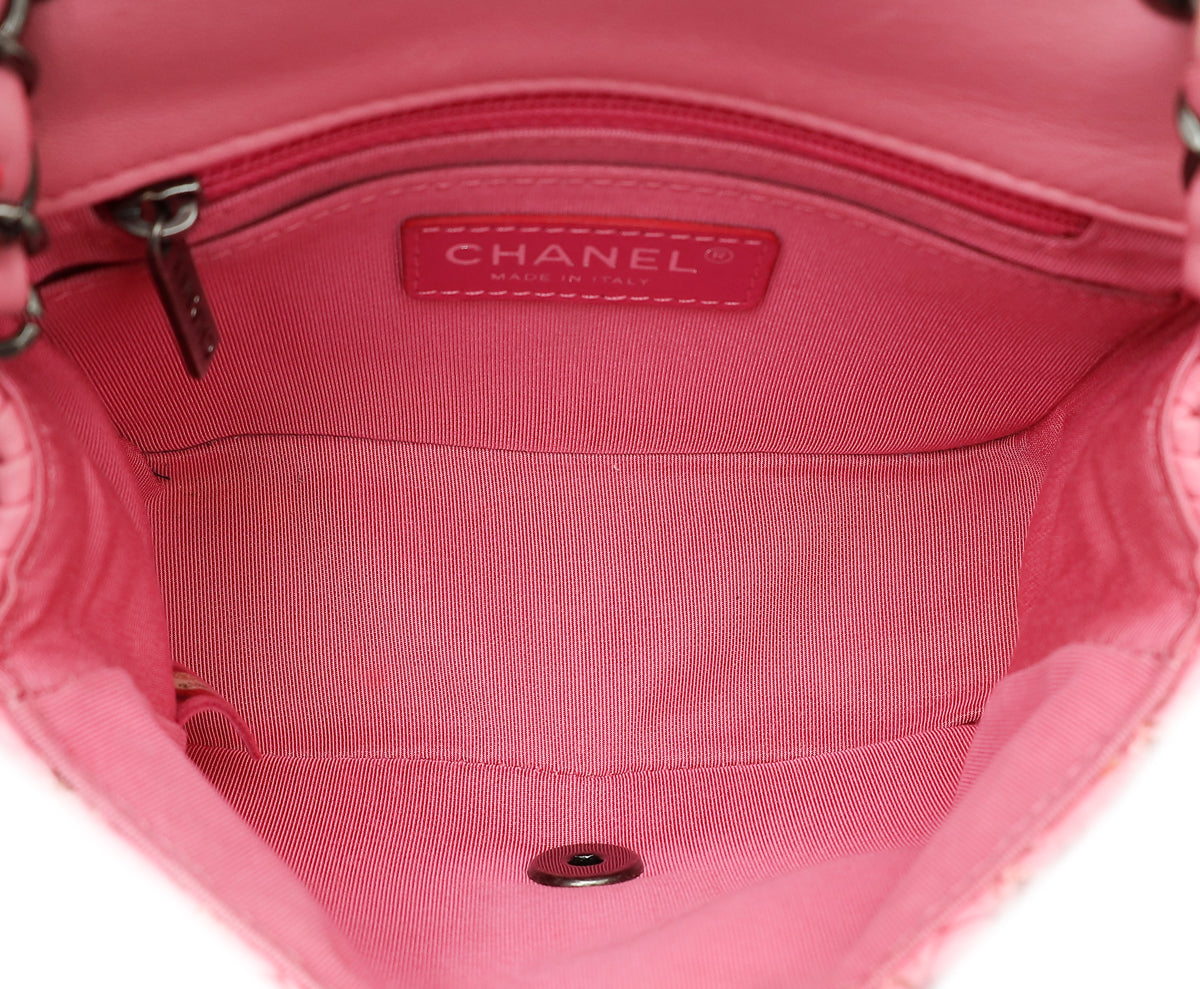 Chanel Pink CC Paris Seoul Crochet Mini Square Bag