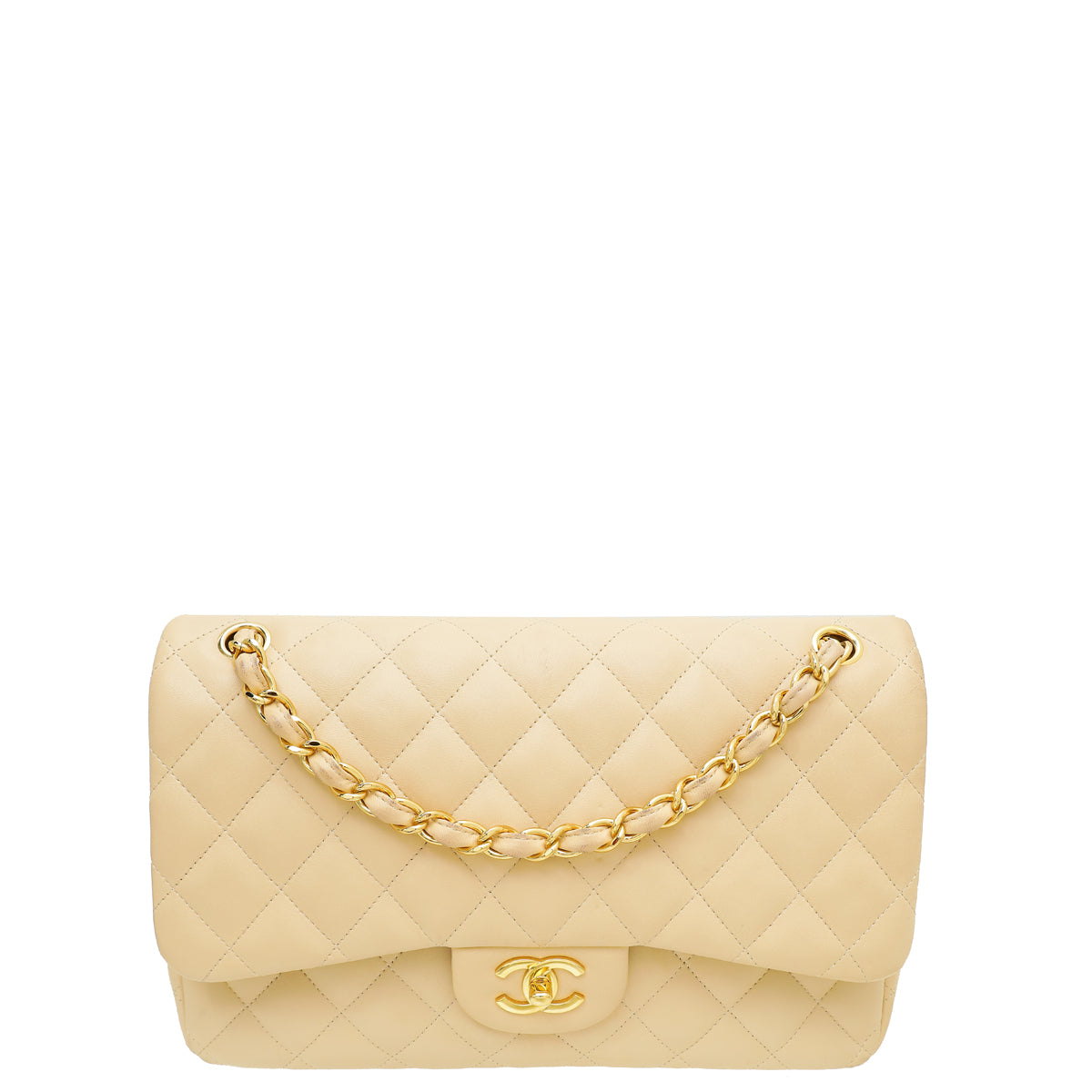 Chanel Beige CC Classic Double Flap Jumbo Bag-Chanel-THE CLOSET