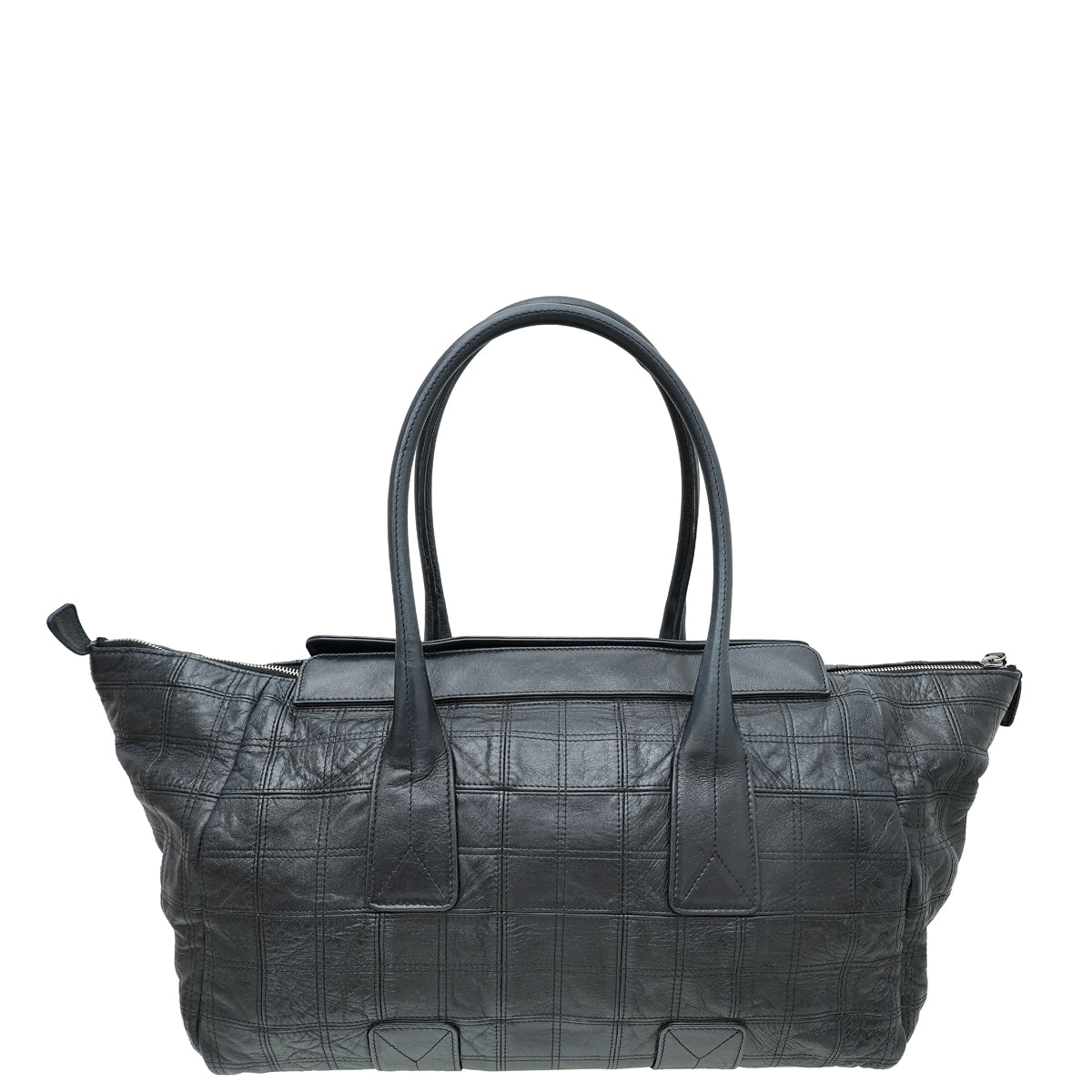 Chanel Black Square Stitched Lax Shopping Tote Bag-Chanel-THE CLOSET
