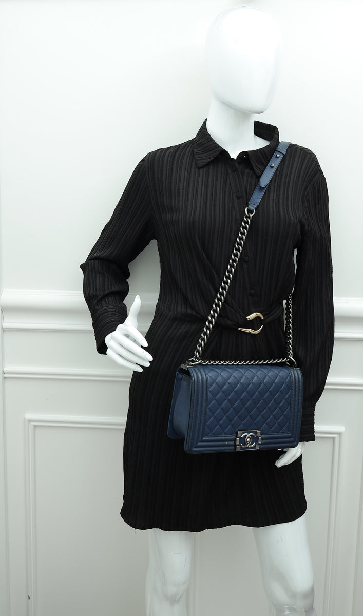 Chanel Navy Blue Le Boy Medium Flap Bag