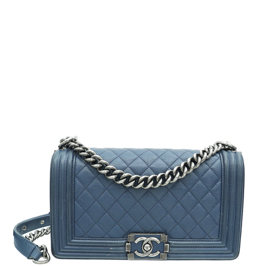 Chanel Navy Blue Le Boy Medium Flap Bag