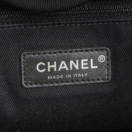 Chanel Black CC Pearl Deauville Mixed Fibers Medium Tote Bag