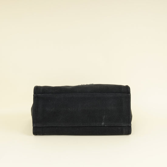 Chanel Black CC Pearl Deauville Mixed Fibers Medium Tote Bag