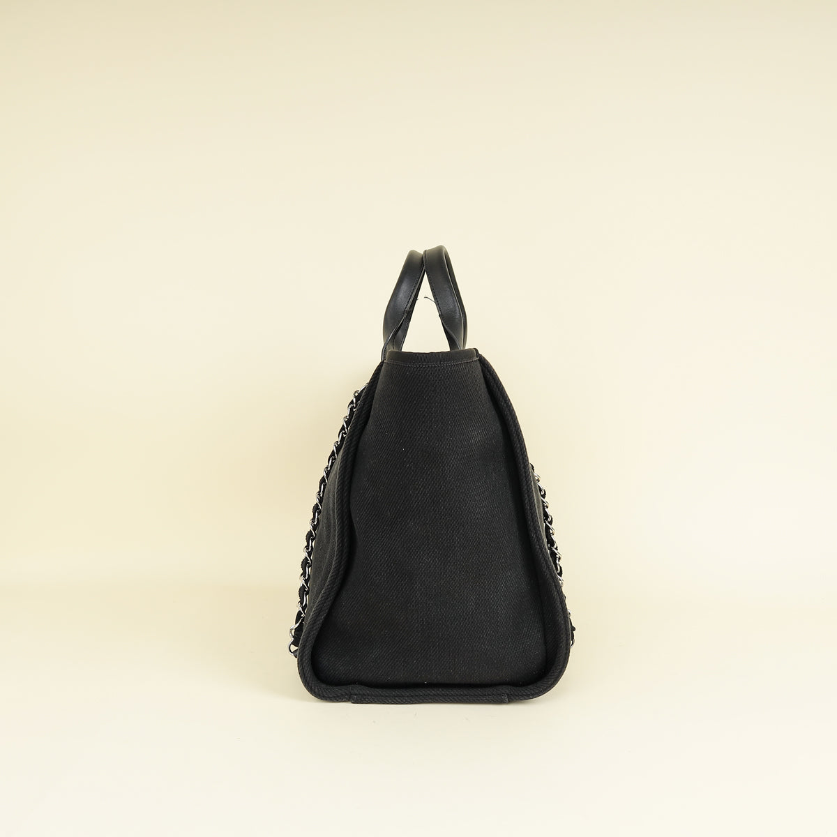 Chanel Black CC Pearl Deauville Mixed Fibers Medium Tote Bag