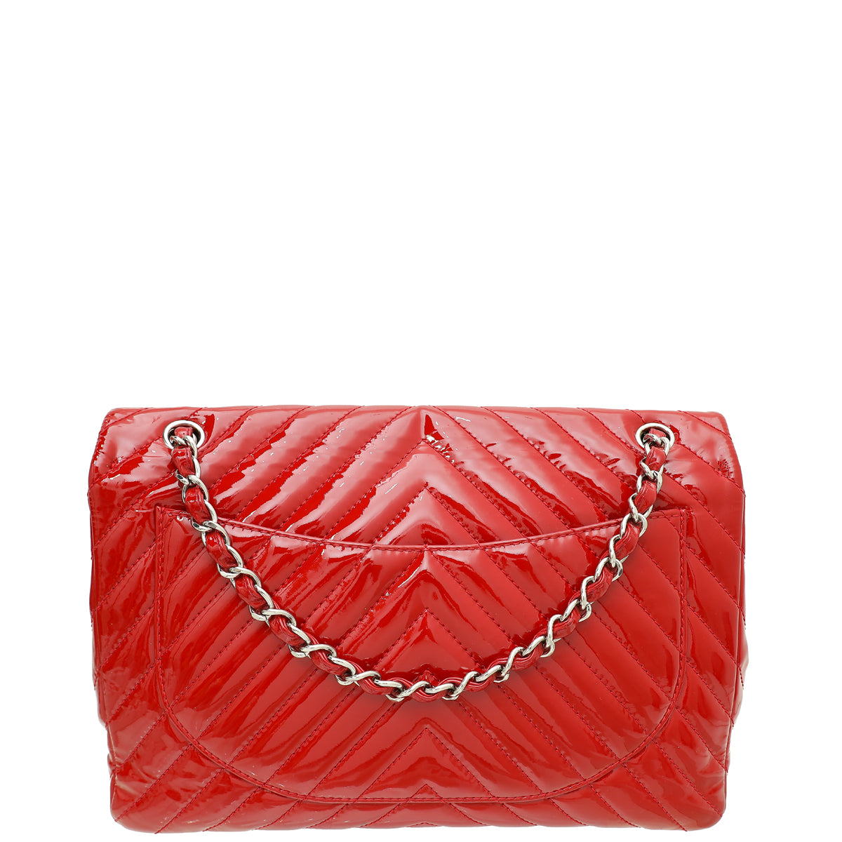 Chanel Red Chevron Classic Single Flap Maxi Bag-Chanel-THE CLOSET
