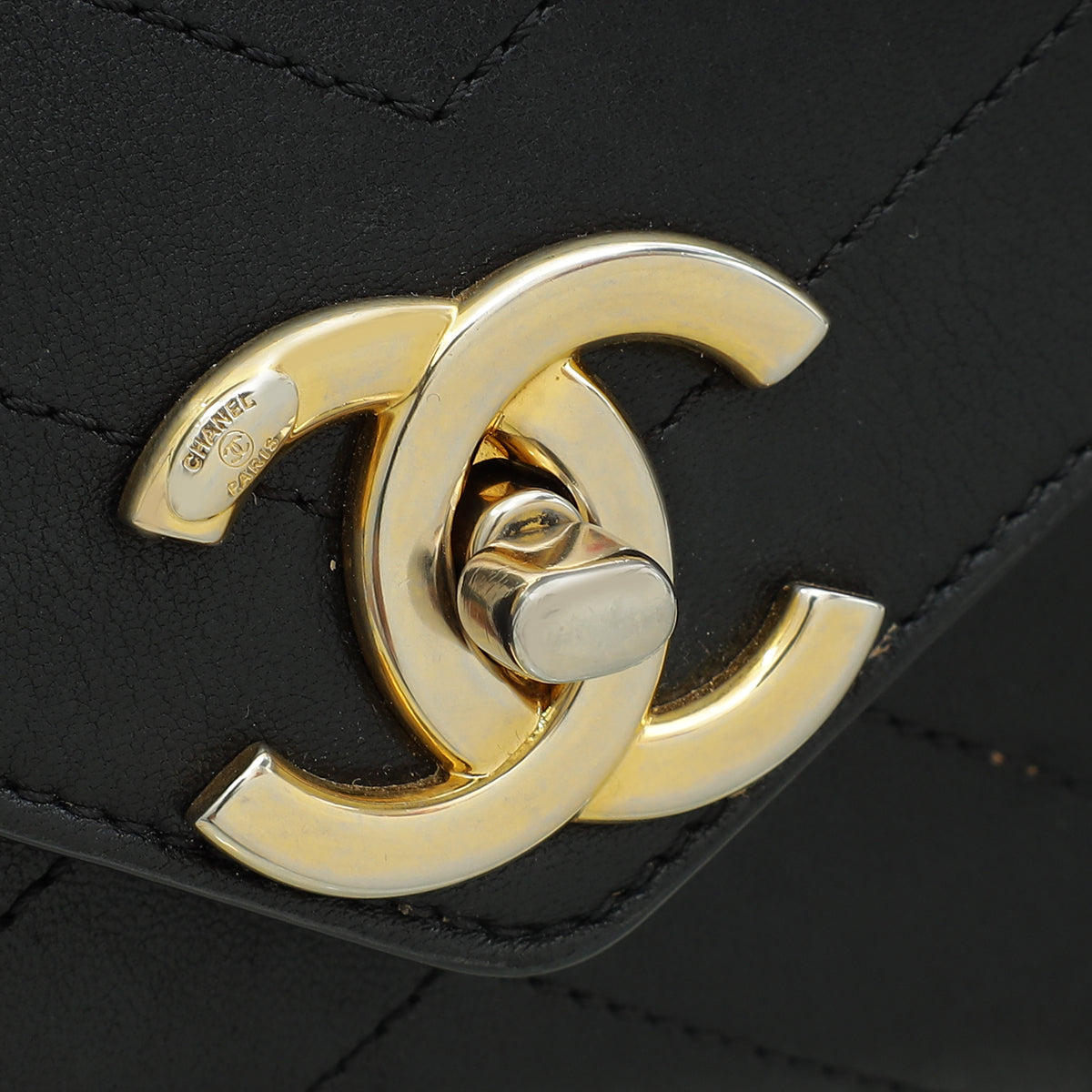 Chanel Black CC Chevron Stitched Large Envelope Flap Bag