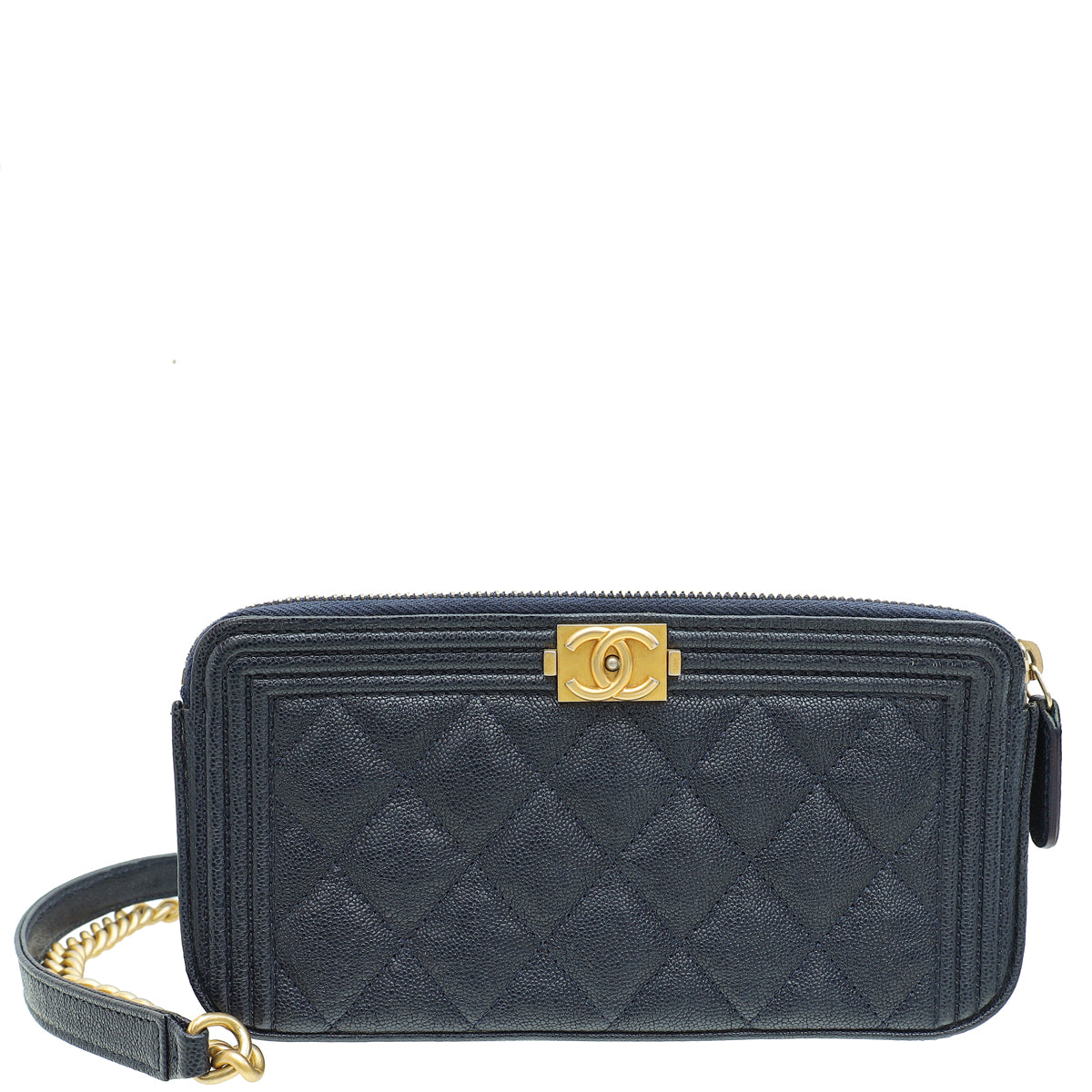 Chanel Navy Blue Le Boy Double Zip Crossbody Bag-Chanel-THE CLOSET