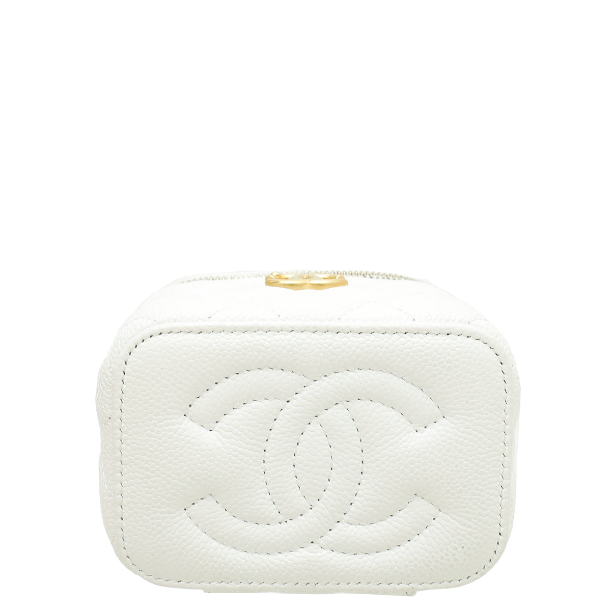 Chanel White CC Mini Heart Crush Vanity Case With Chain