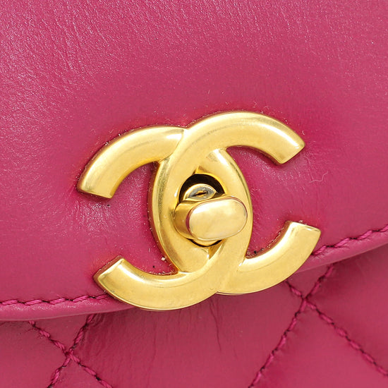 Chanel Fuchsia CC Mini Kelly Quilted Bag