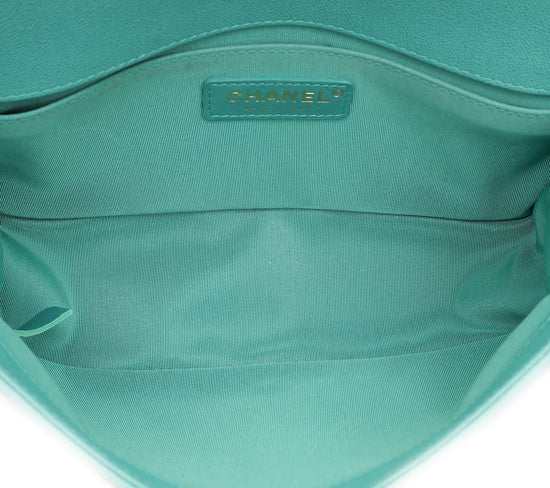 Chanel Aqua Green Le Boy Chevron Medium Flap Bag